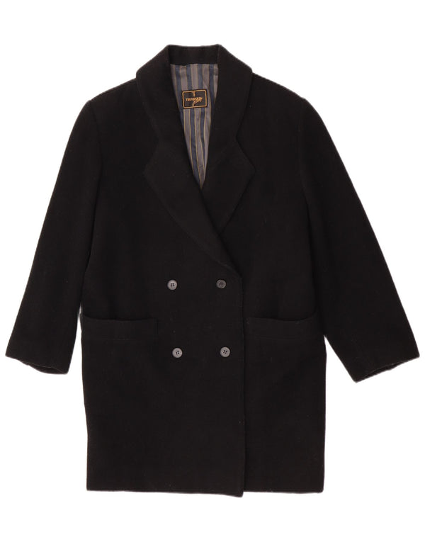 Trussardi Jeans Dame Dobbeltradet Frakke IT 42 Medium Sort Virgin Wool
