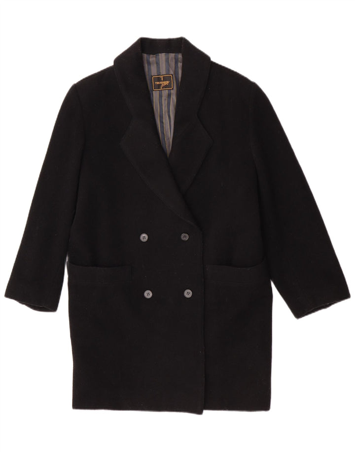 Trussardi Jeans Dame Dobbeltradet Frakke IT 42 Medium Sort Virgin Wool