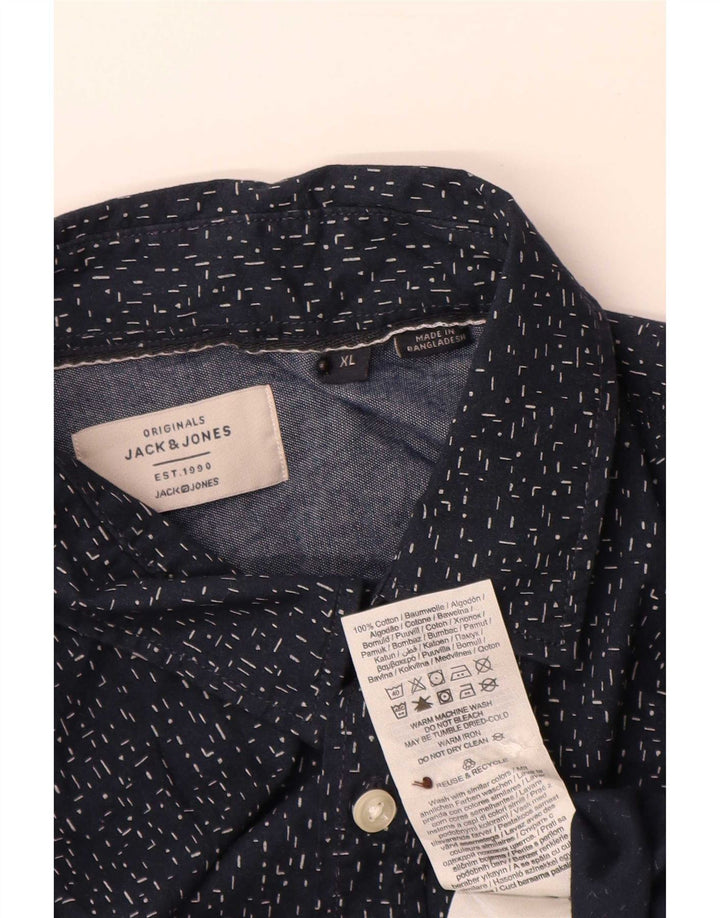 Jack & Jones herreskjorte XL marineblå plettet bomuld