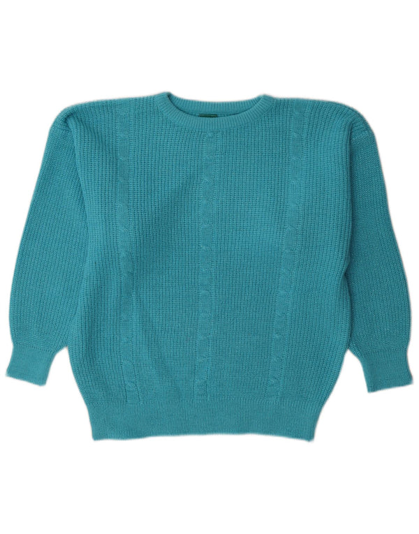 Canda Womens Oversized Crew Neck Jumper Sweater UK 10 Small Blue Acryl