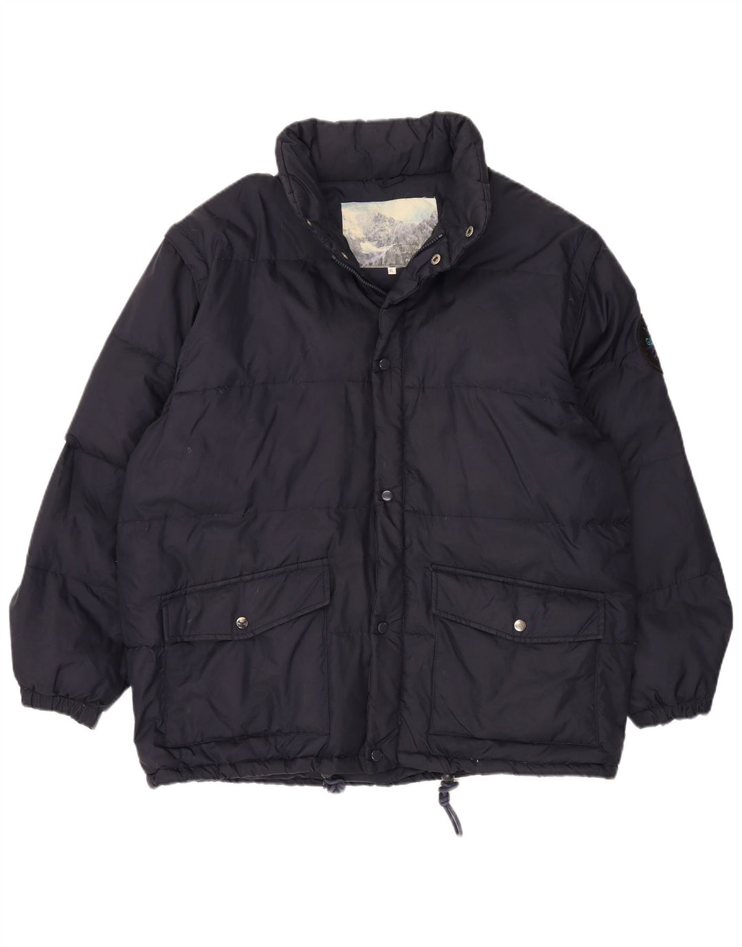 VINTAGE Skijakke til mænd UK 42 XL Navy Blue Nylon