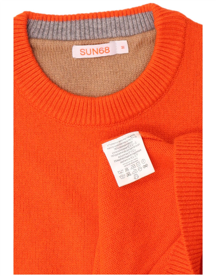 Sun68 Herre Crew Neck Jumper Sweater Medium Orange Merino Uld