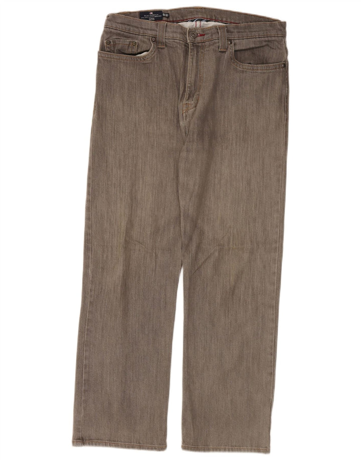 Marks & Spencer Herre Blue Harbor Straight Jeans W34 L29 Grå Bomuld