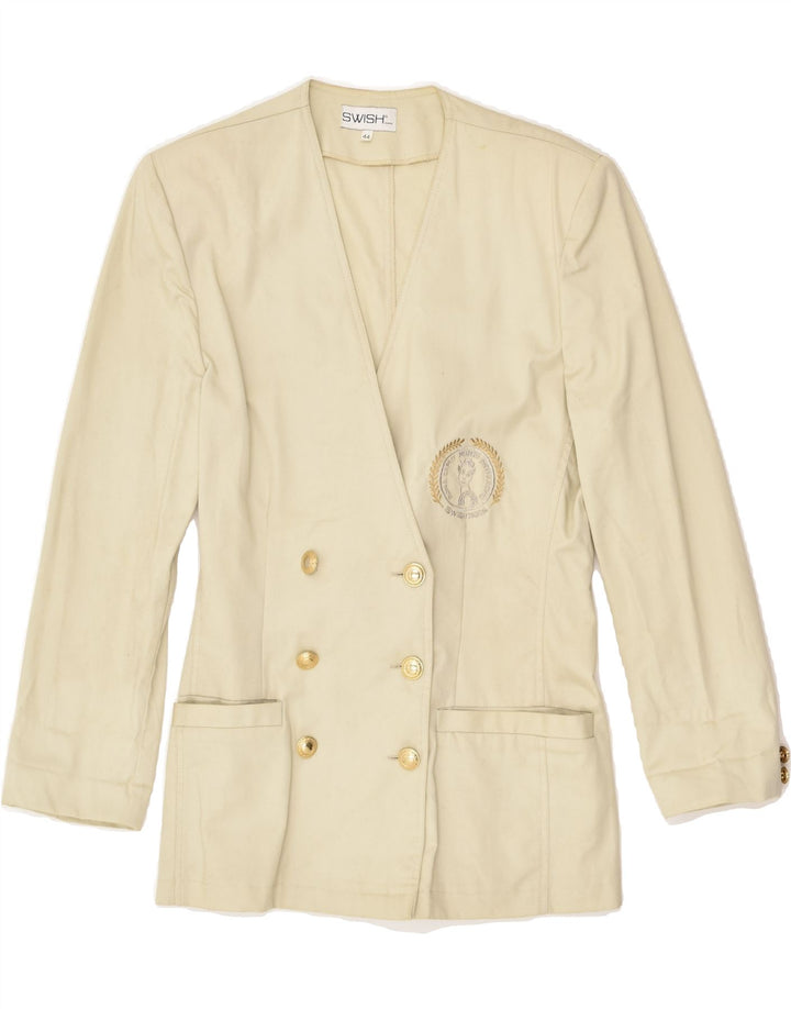 VINTAGE Womens Double Breasted Blazer Jacket IT 44 Medium Grey Cotton | Vintage Vintage | Thrift | Second-Hand Vintage | Used Clothing | Messina Hembry 