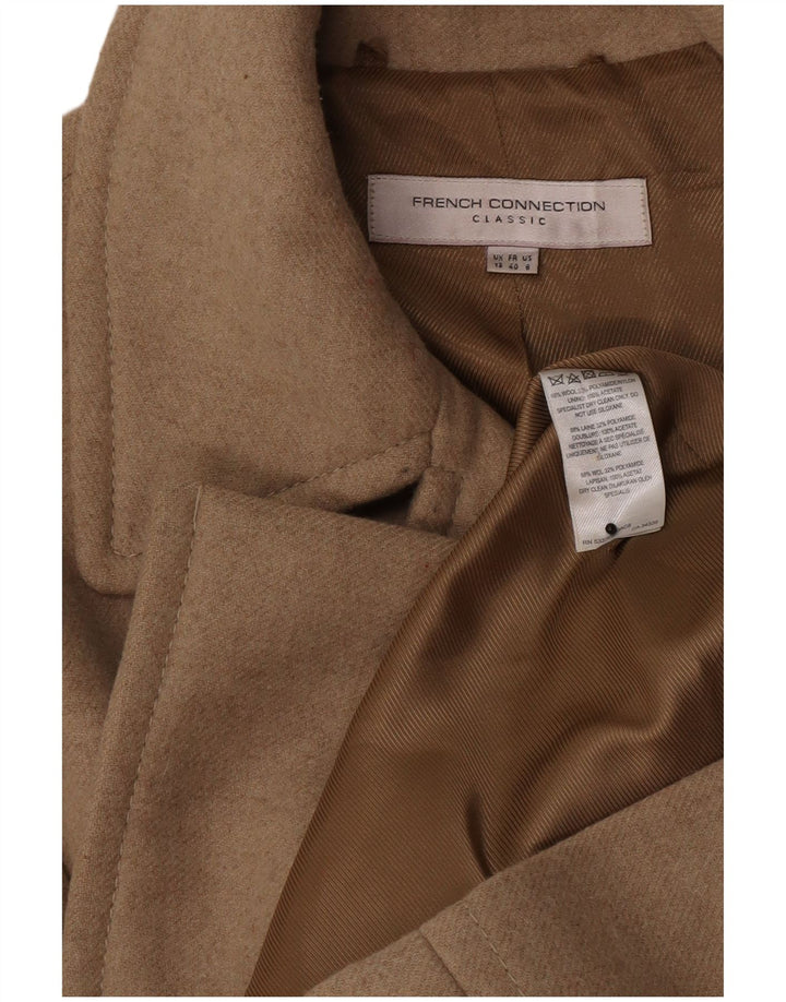 French Connection Dame Dobbeltradet Frakke UK 12 Medium Beige Uld