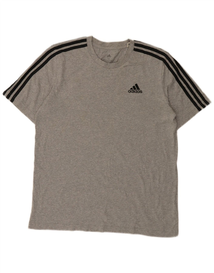 Adidas Herre T-Shirt Top Medium Grey Flecked Bomuld
