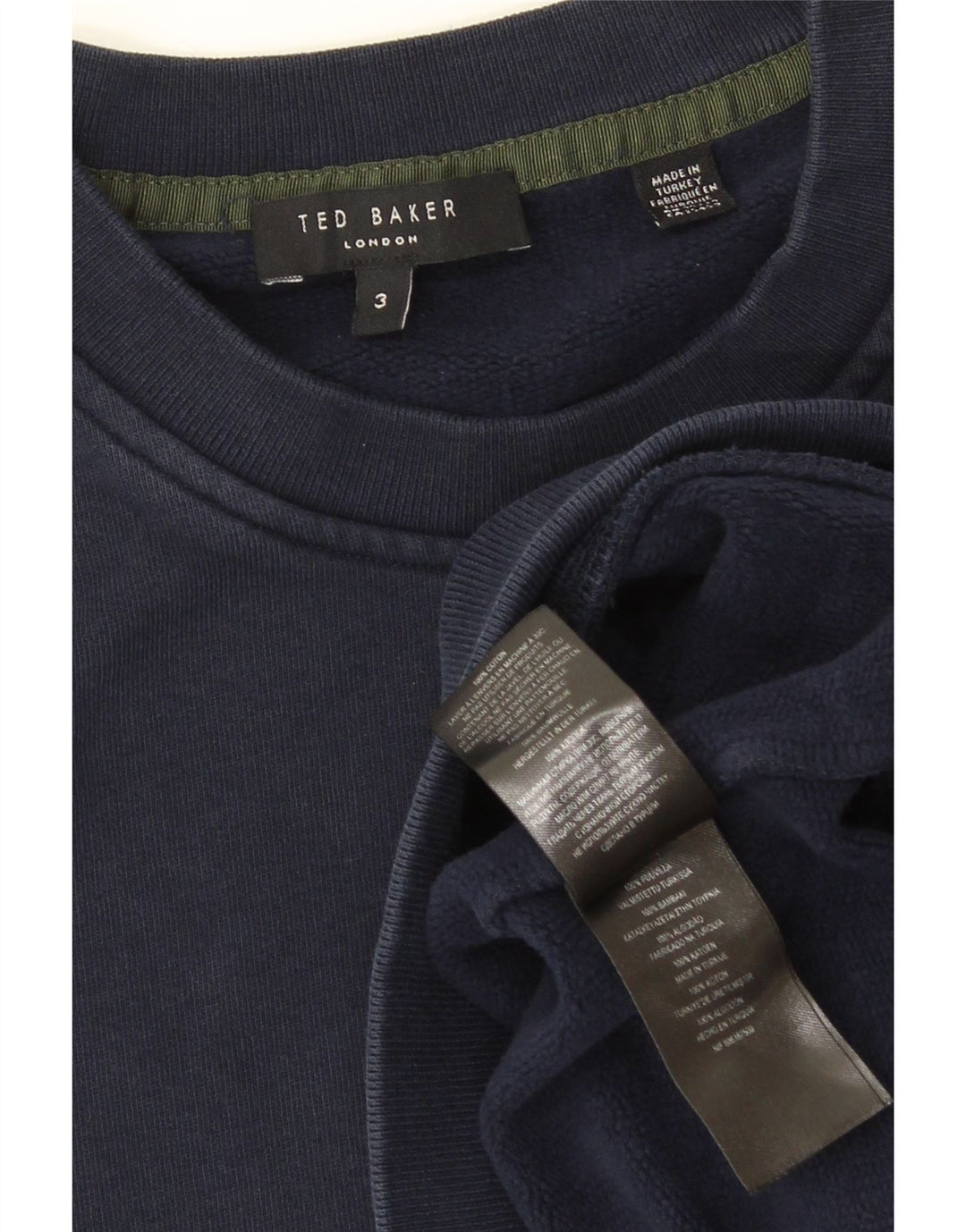 Ted Baker Herre Sweatshirt Jumper Størrelse 3 Medium Navyblå Bomuld