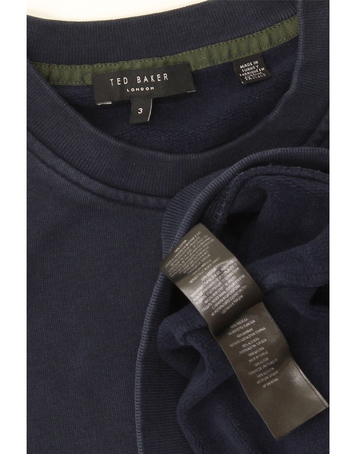 Ted Baker Herre Sweatshirt Jumper Størrelse 3 Medium Navyblå Bomuld