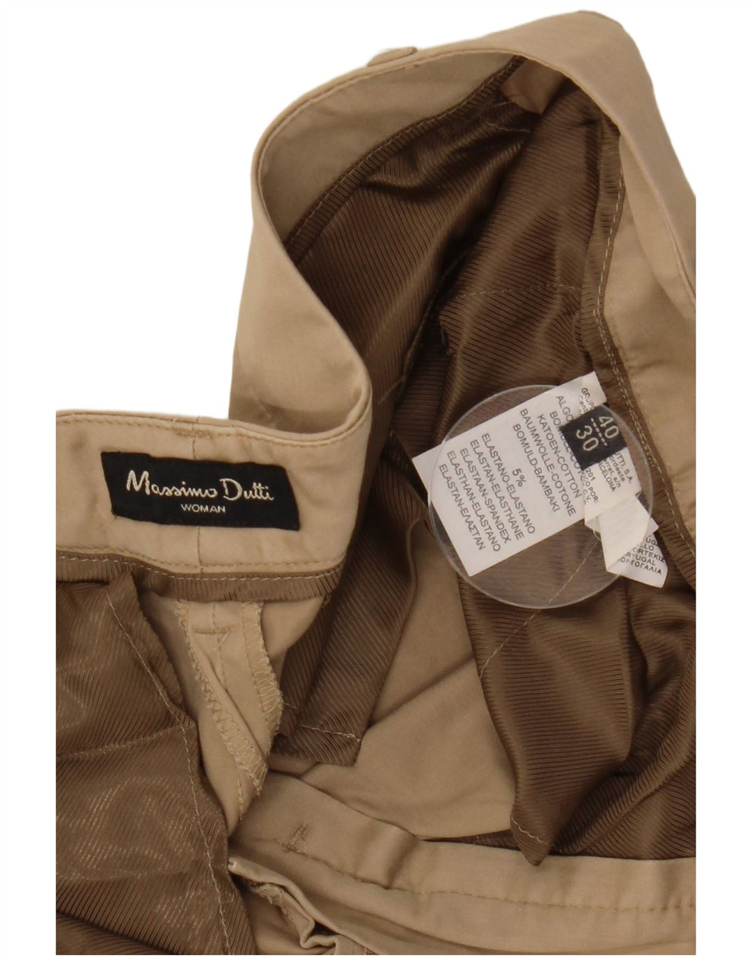 MASSIMO DUTTI Lige Chinobukser til kvinder EU 40 Medium W30 L31 Beige