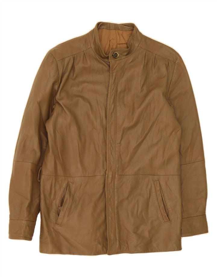 VINTAGE Mens Leather Jacket IT 46 Small Brown Leather Vintage Vintage and Second-Hand Vintage from Messina Hembry 