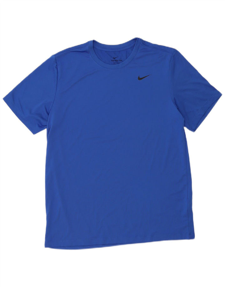 Nike Herre Dri Fit T-Shirt Top Stor Blå Polyester