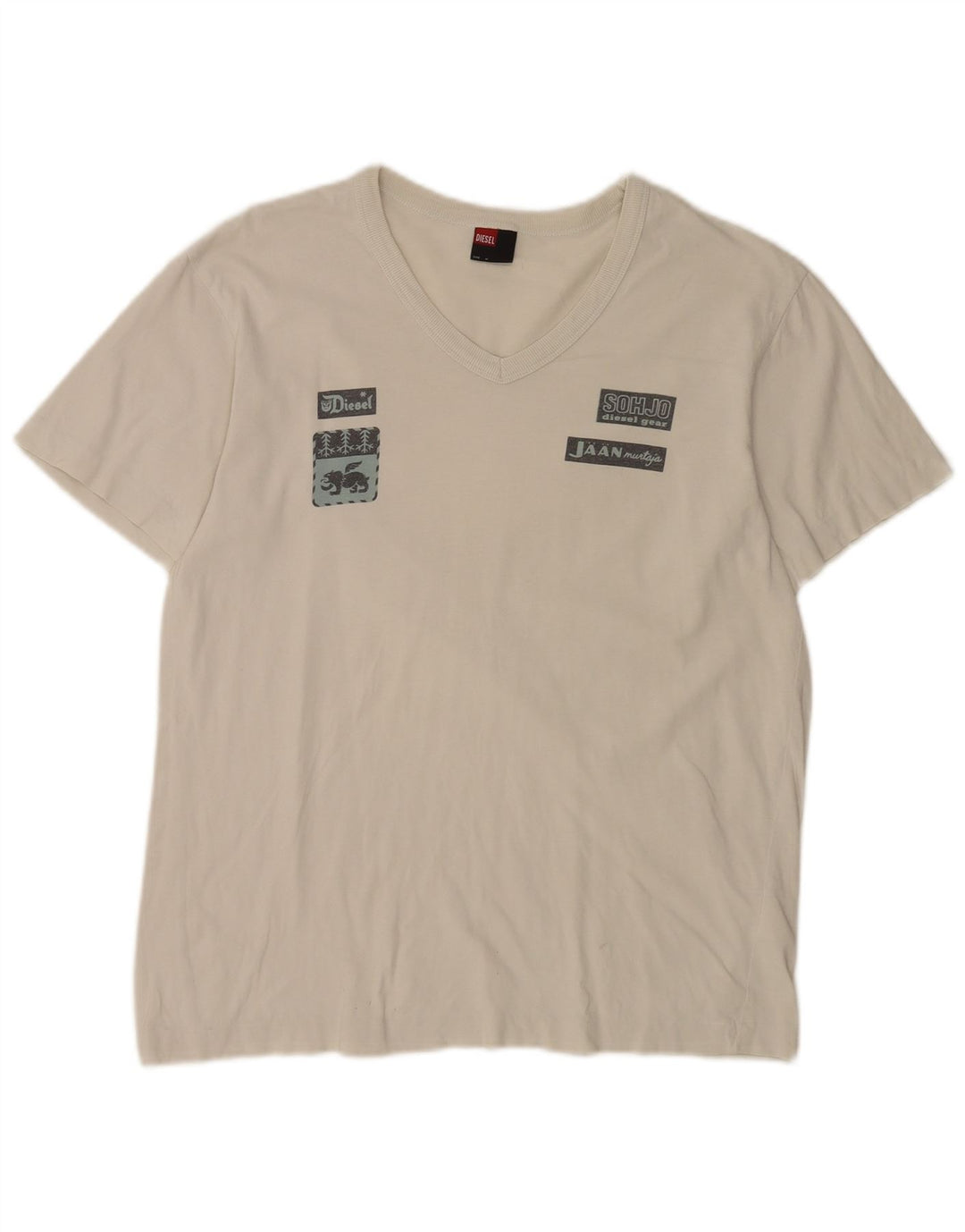 Diesel Herre grafisk T-shirt Top Medium Hvid Bomuld