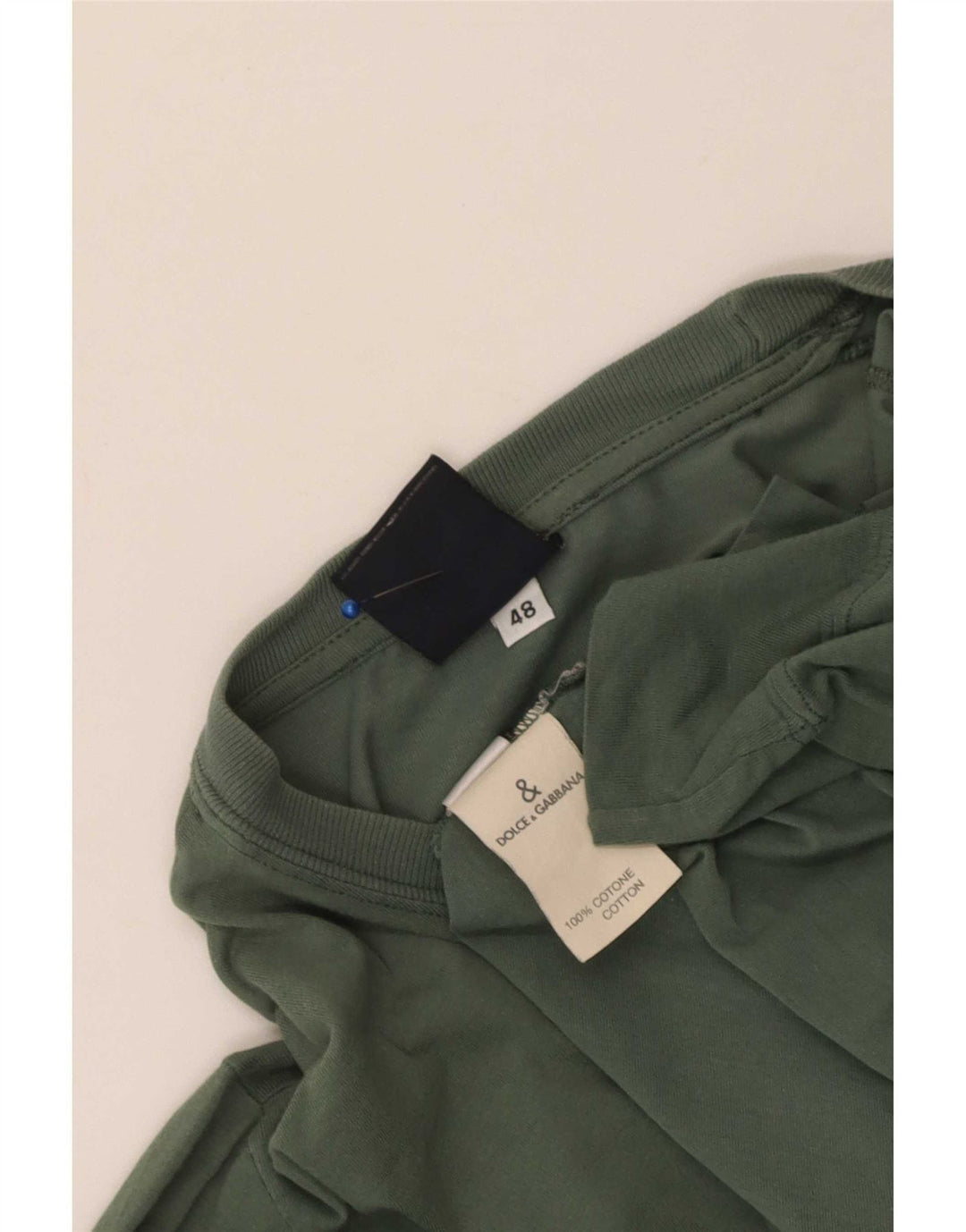 Dolce & Gabbana Dame Top Langærmet IT 48 XL Khaki Bomuld