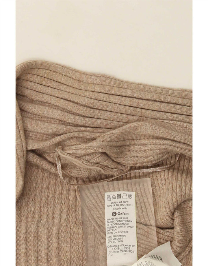 Marks & Spencer Dame Longline Åben Cardigan Sweater UK 14 Medium Beige