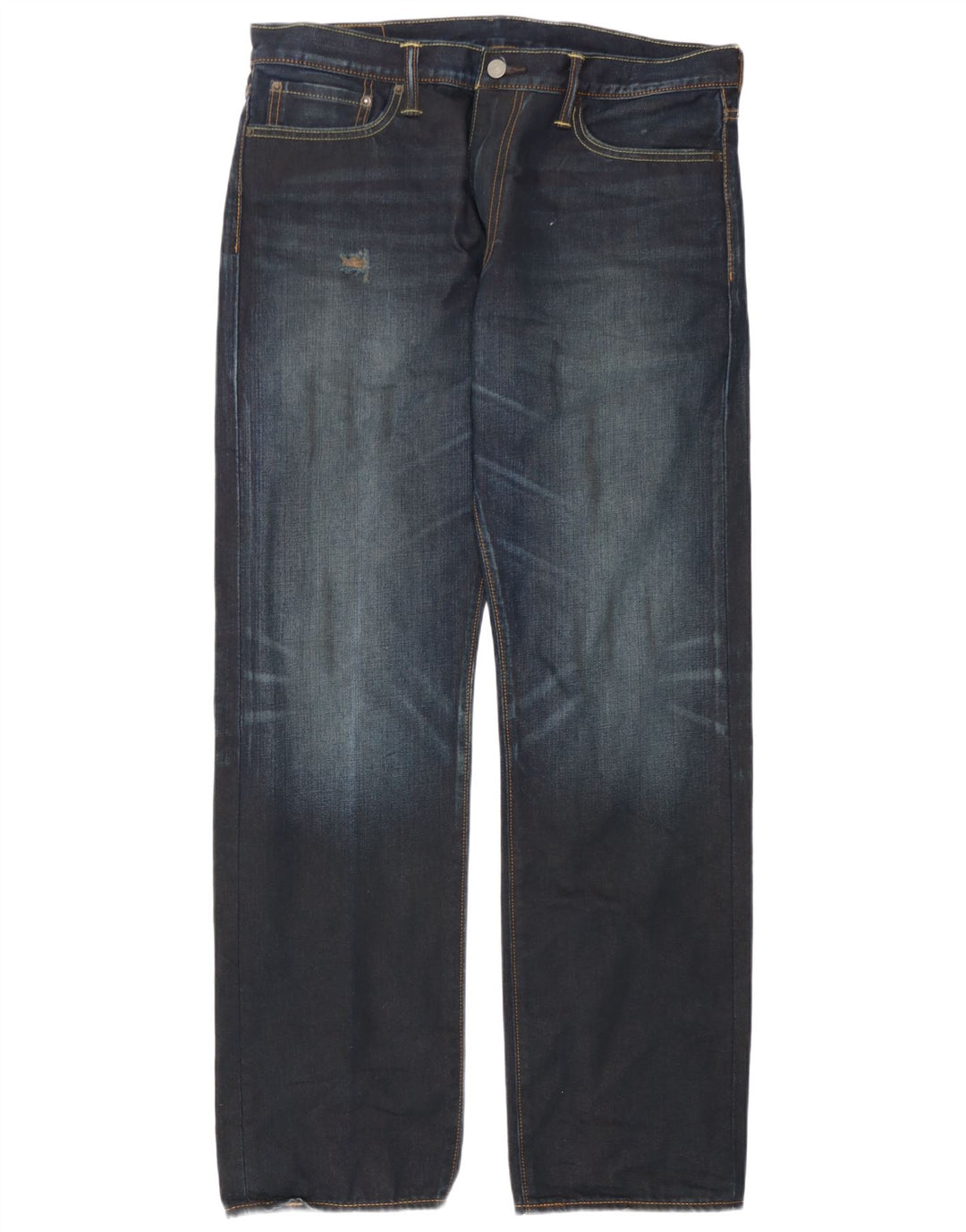 Levi's Herre 504 Distressed Straight Jeans W36 L34 Marineblå Bomuld