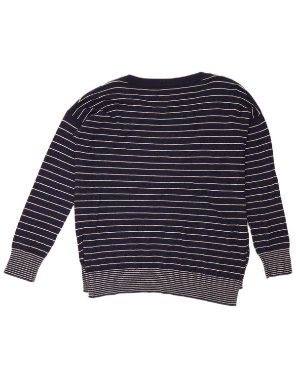Gap Womens Boat Neck Jumper Sweater UK 14 Medium Navy Blue stribet nylon