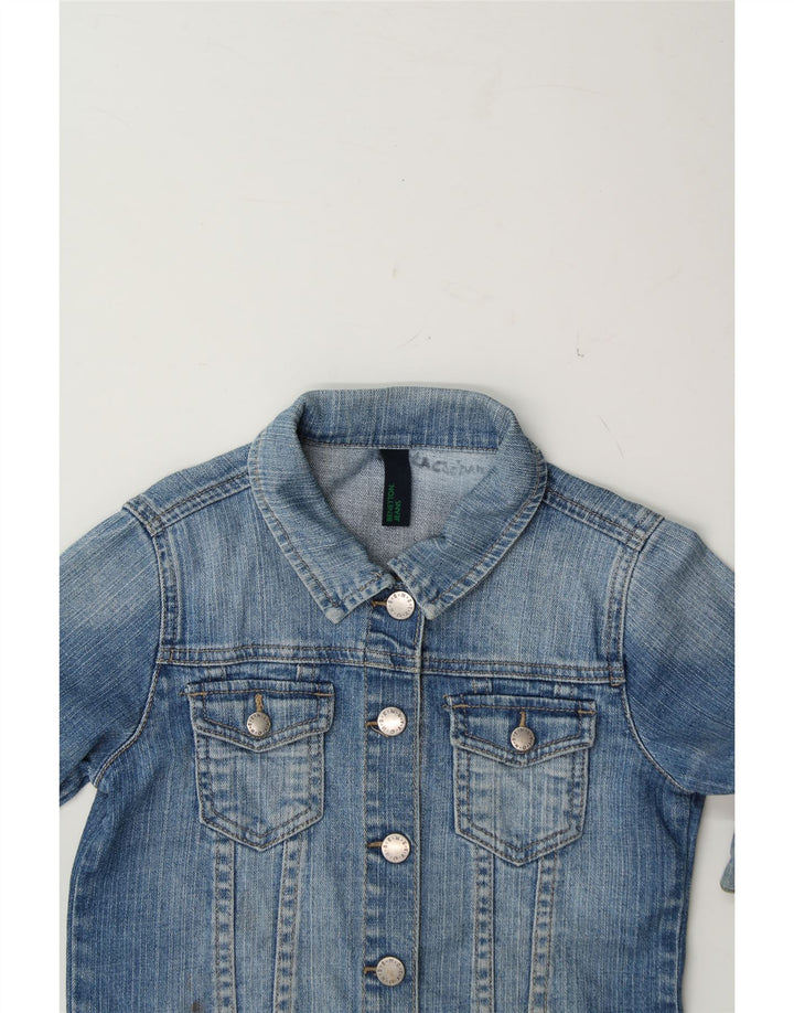 BENETTON Girls Denim Jacket 5-6 Years Blue Vintage Benetton and Second-Hand Benetton from Messina Hembry 