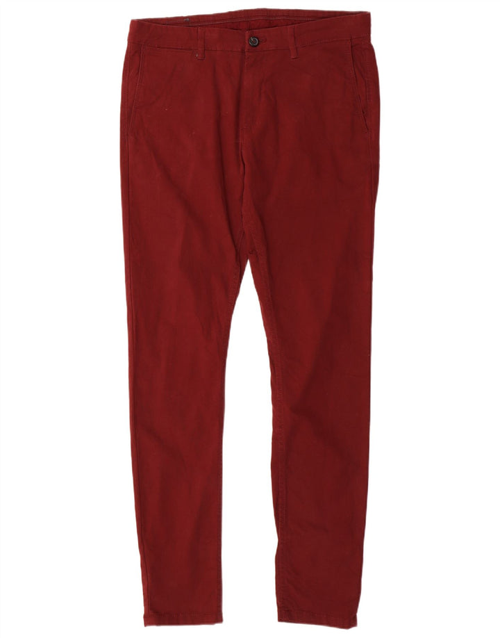 Zara Herre Slim Chino Bukser EU 42 Medium W32 L30 Maroon