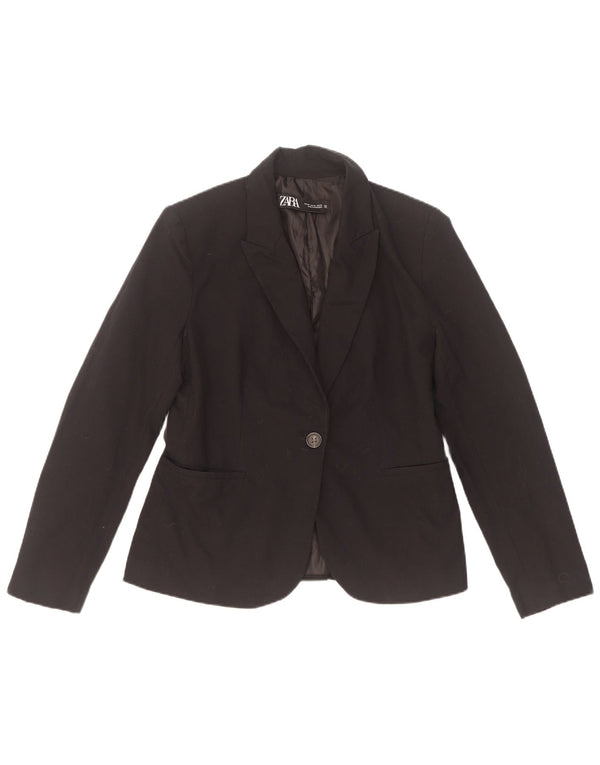 Zara Dame 1-knaps blazerjakke EU 38 Lille sort polyester
