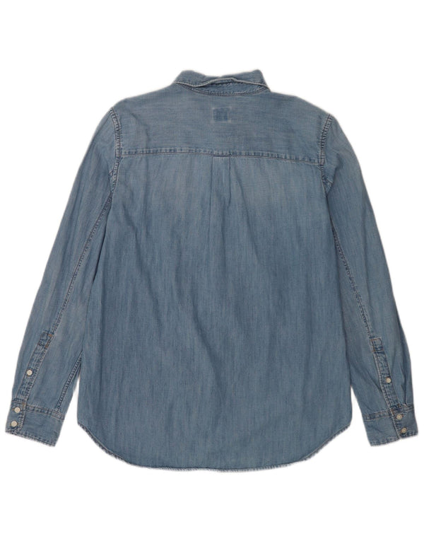 Gap Dame Denim Shirt UK 14 Medium Blue Cotton