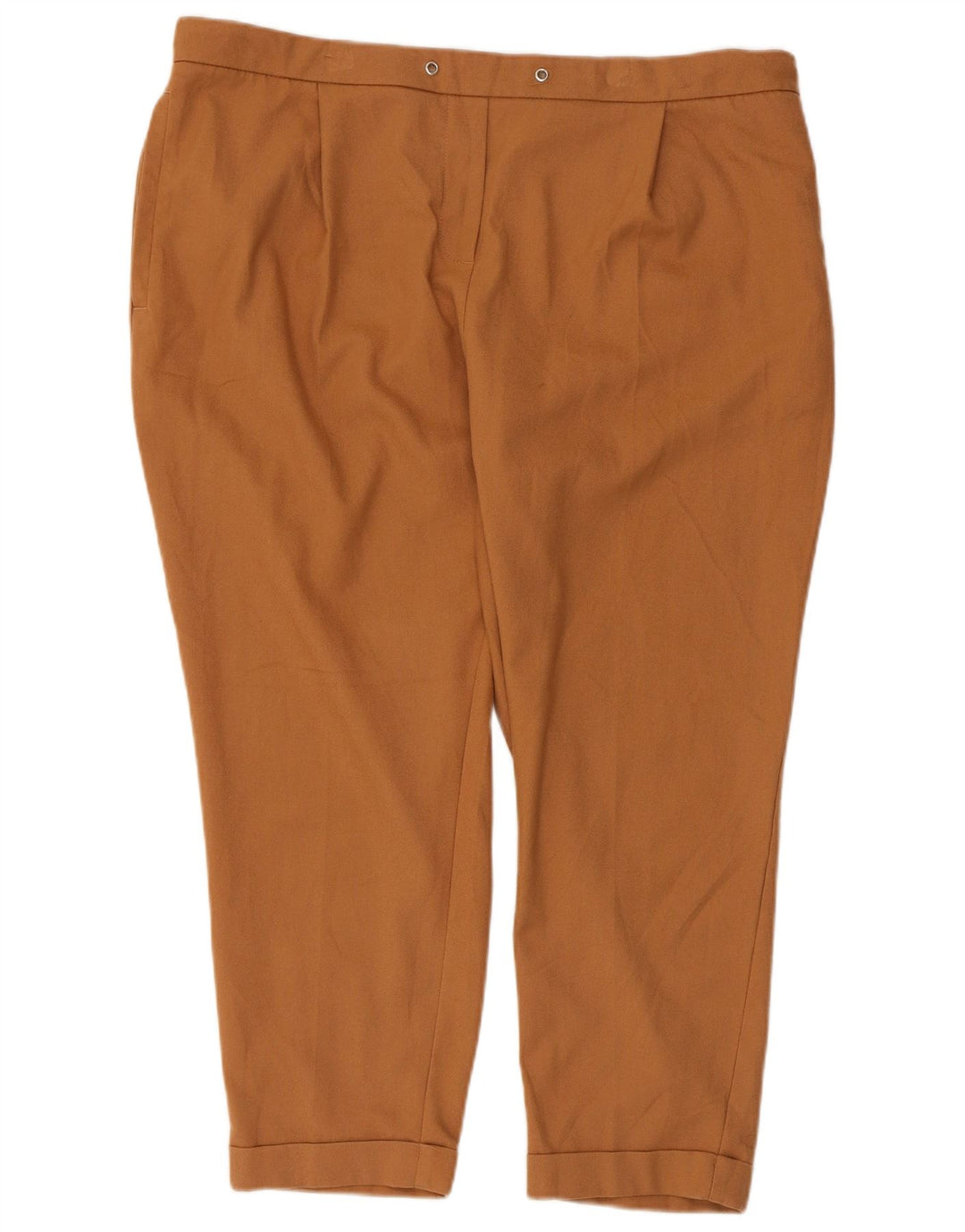Marks & Spencer Dame Cropped Trousers UK 20 2XL W38 L25 Beige Polyester