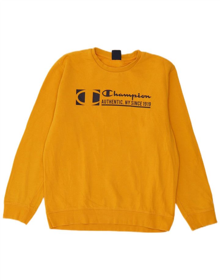 Champion Herre Grafisk Sweatshirt Jumper Stor Gul Bomuld