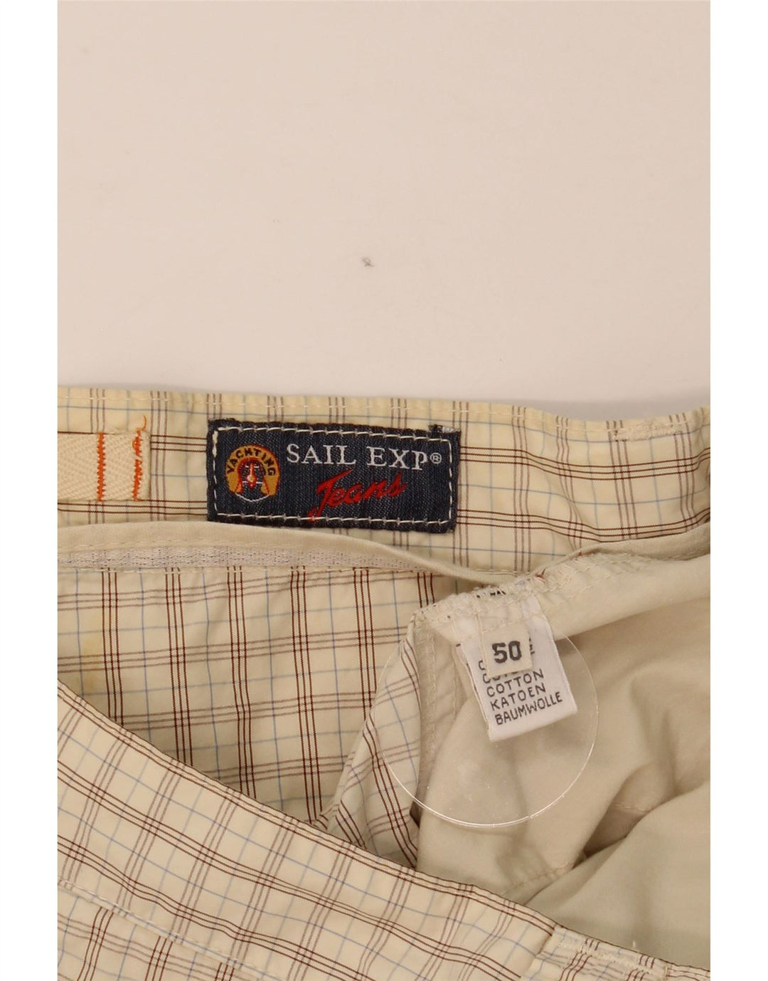Sail Exp Herre Cargo Shorts IT 50 Large W34 Beige Plaid Bomuld