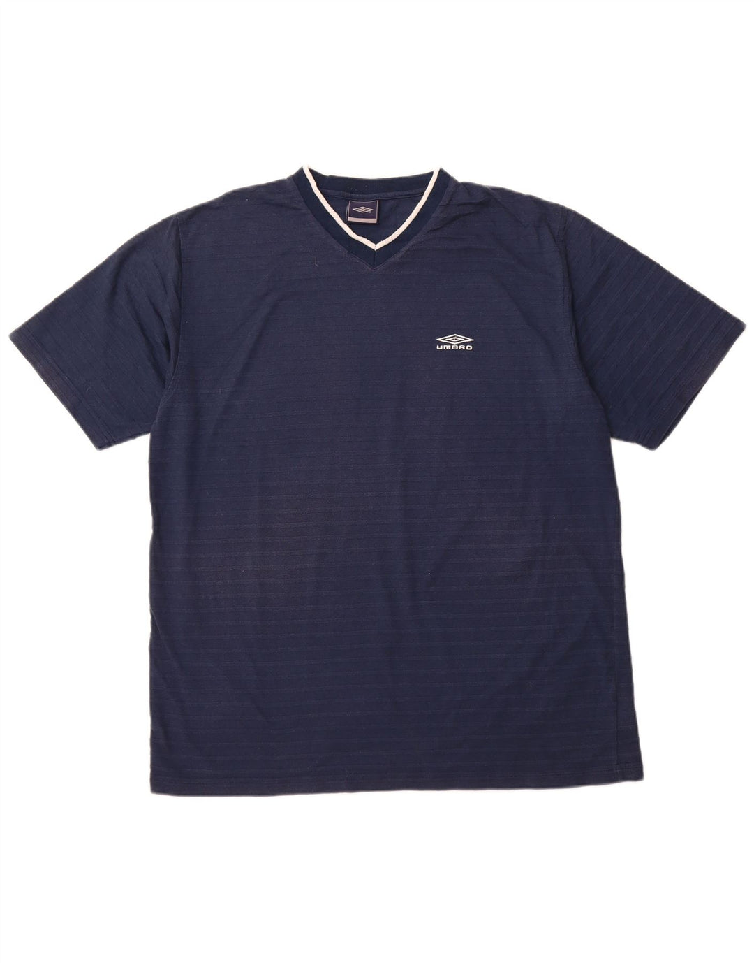 UMBRO Herre T-Shirt Top 2XL Marineblå Stribet Polyester
