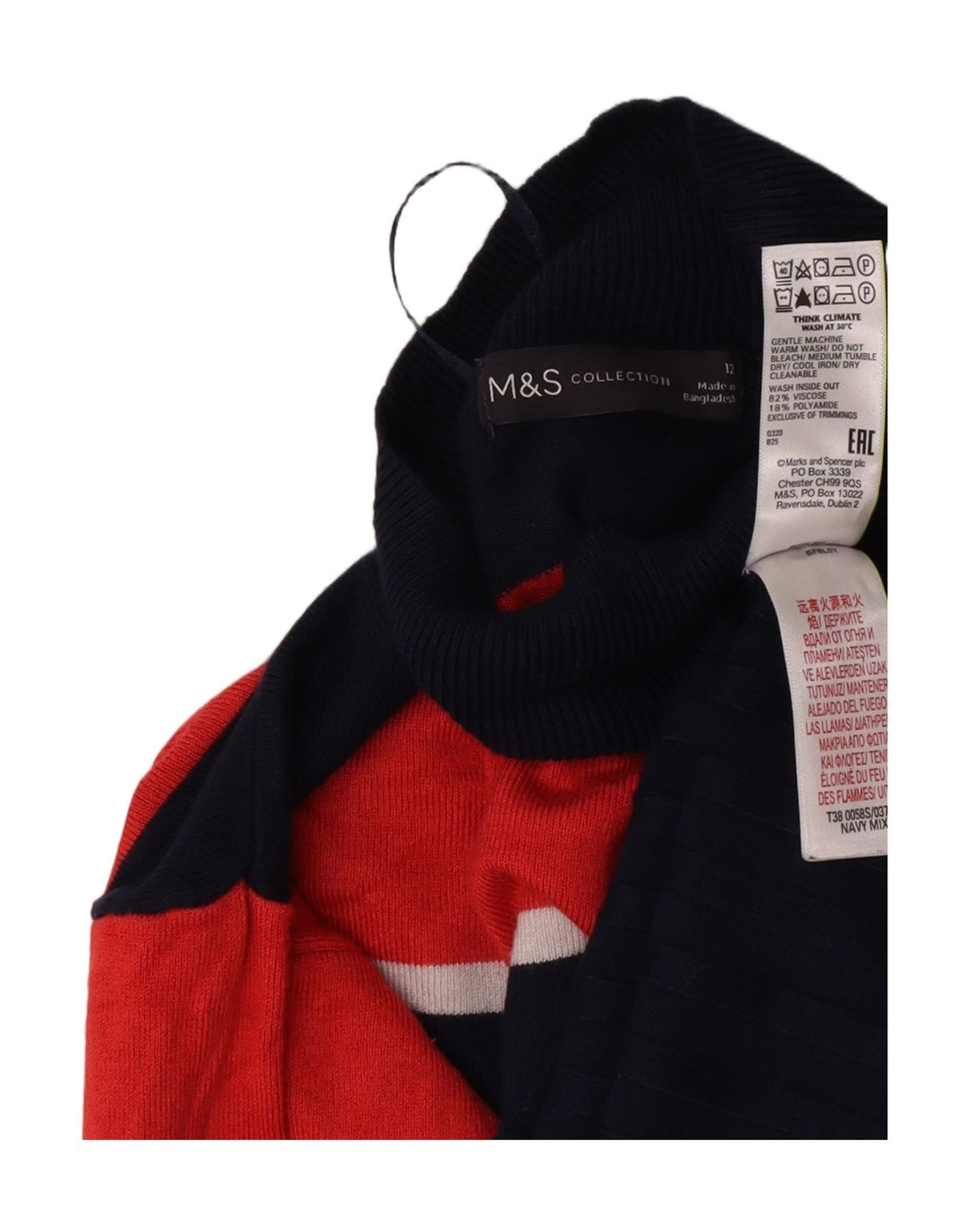 Marks & Spencer Dame Turtle Neck Jumper Sweater UK 12 Medium Navy Blue