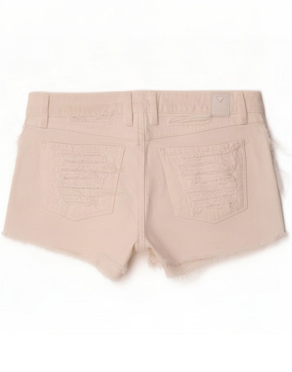 Guess Womens Distressed Denim Shorts Small W27 White Cotton