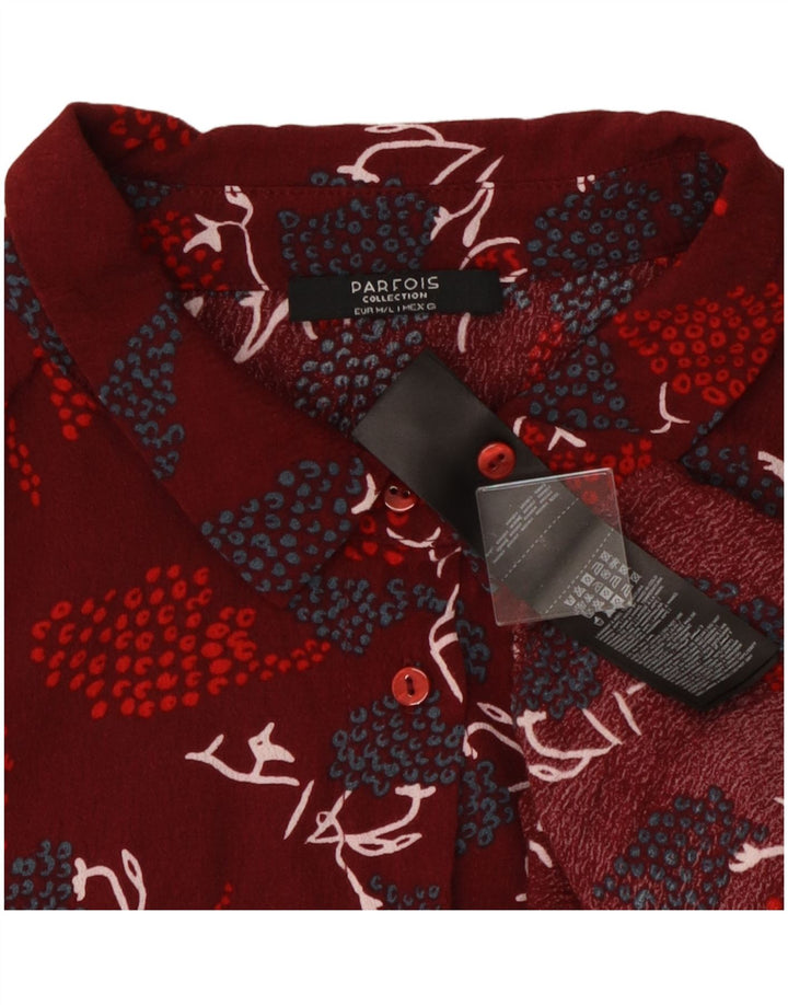 Parfois kvinders abstrakt mønster lagdelt kjole UK 14 Medium Burgundy Viscose
