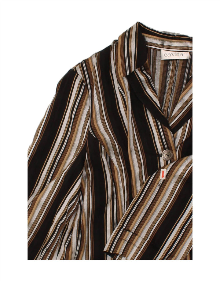 CAVITA Womens 4 Button Blazer Jacket UK 14 Medium Multicoloured Striped Vintage CAVITA and Second-Hand CAVITA from Messina Hembry 