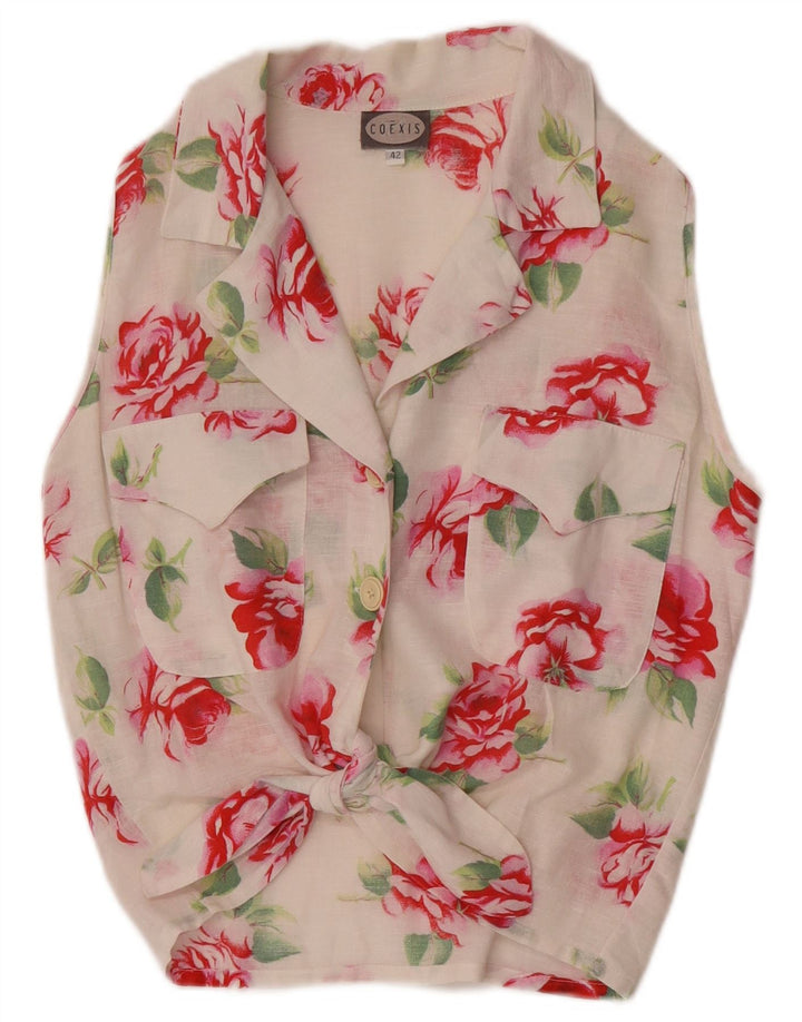 Coexis Womens Crop ærmeløs skjortebluse IT 42 Medium White Floral