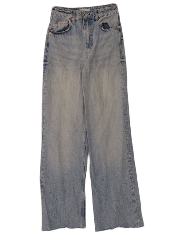 Zara Womens High Rise Wide Leg Jeans EU 34 2XS W24 L30 Blå