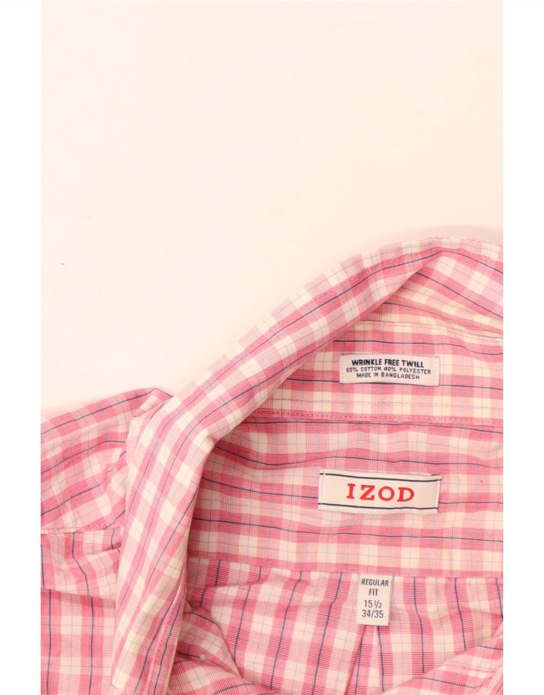 IZOD Herre Regular Fit skjorte størrelse 15 1/2 Medium Pink ternet bomuld