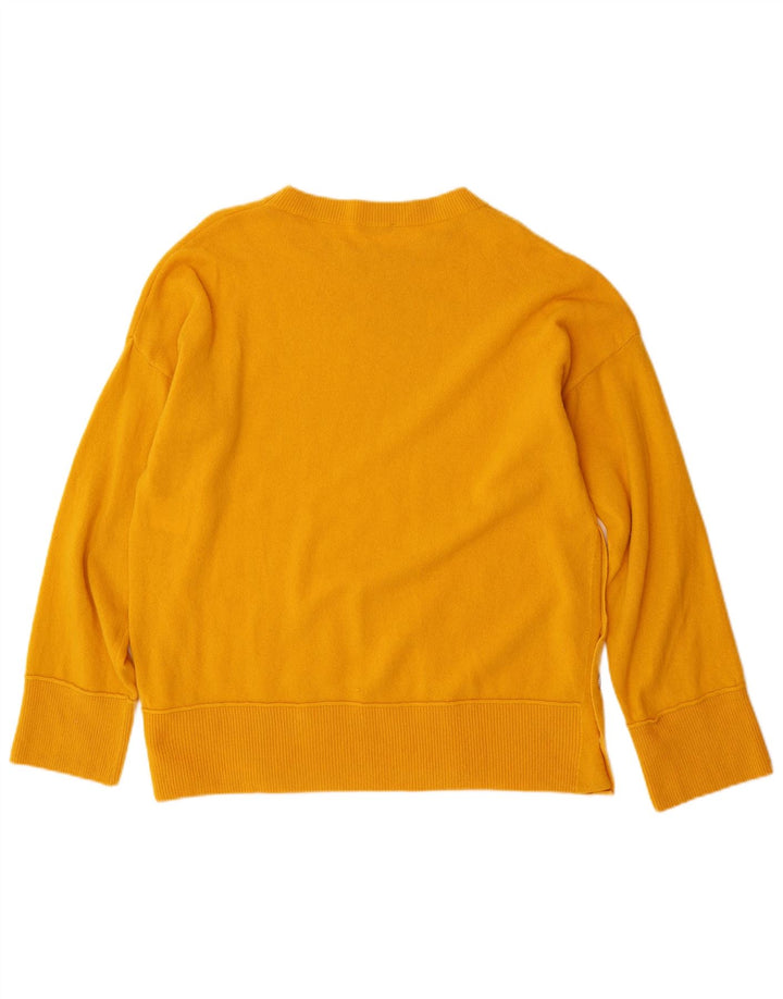 BENETTON dame sweater med rund hals i overstørrelse UK 10 Lille gul uld