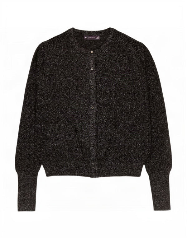 Marks & Spencer Dame Cardigan Sweater UK 14 Stor Sort Viscose