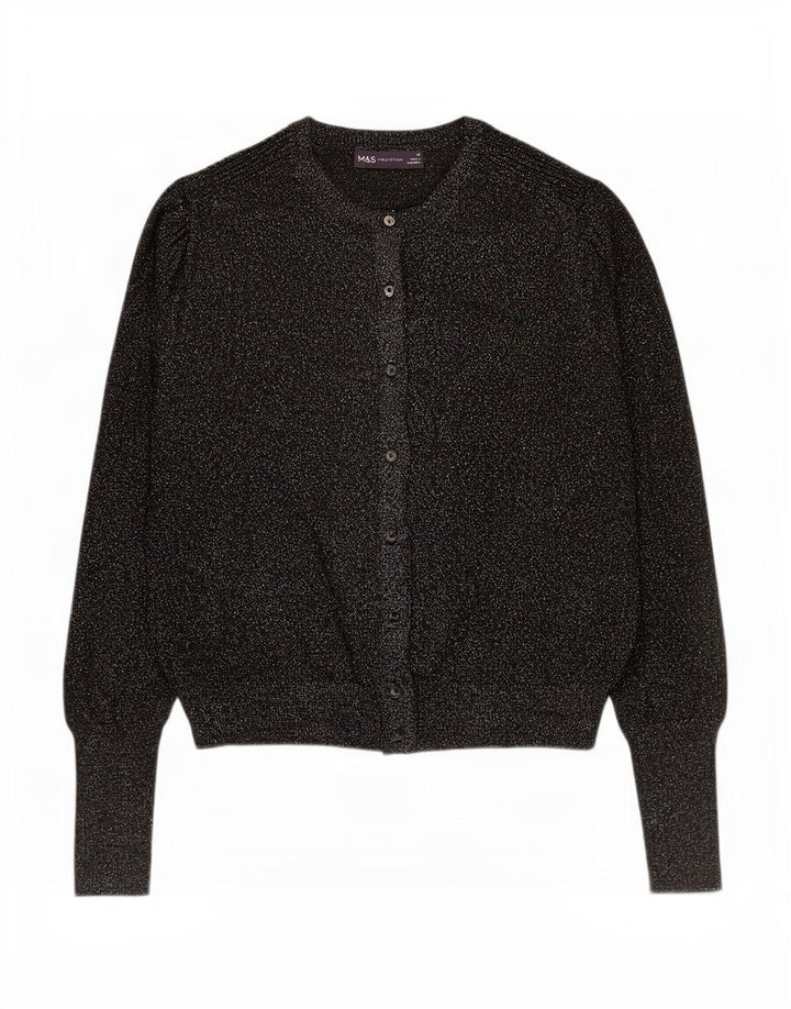Marks & Spencer Dame Cardigan Sweater UK 14 Stor Sort Viscose