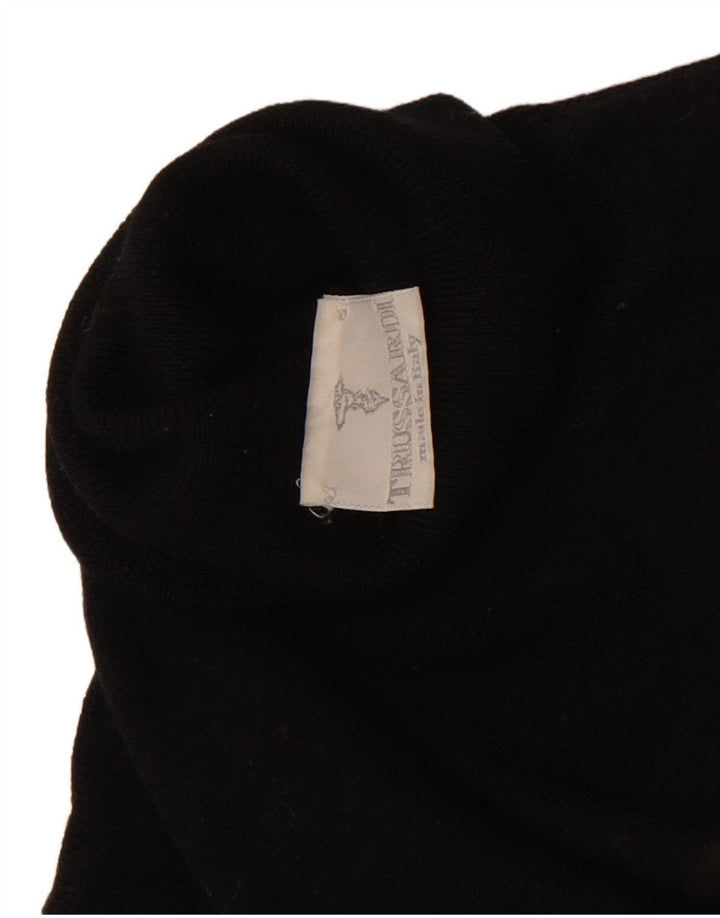 Trussardi Dame Crop Roll Neck Jumper Sweater UK 8 Small Black