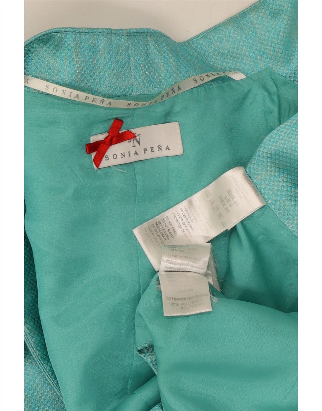 Kvinder 2-delt sæt US 8 Medium turkis polyester