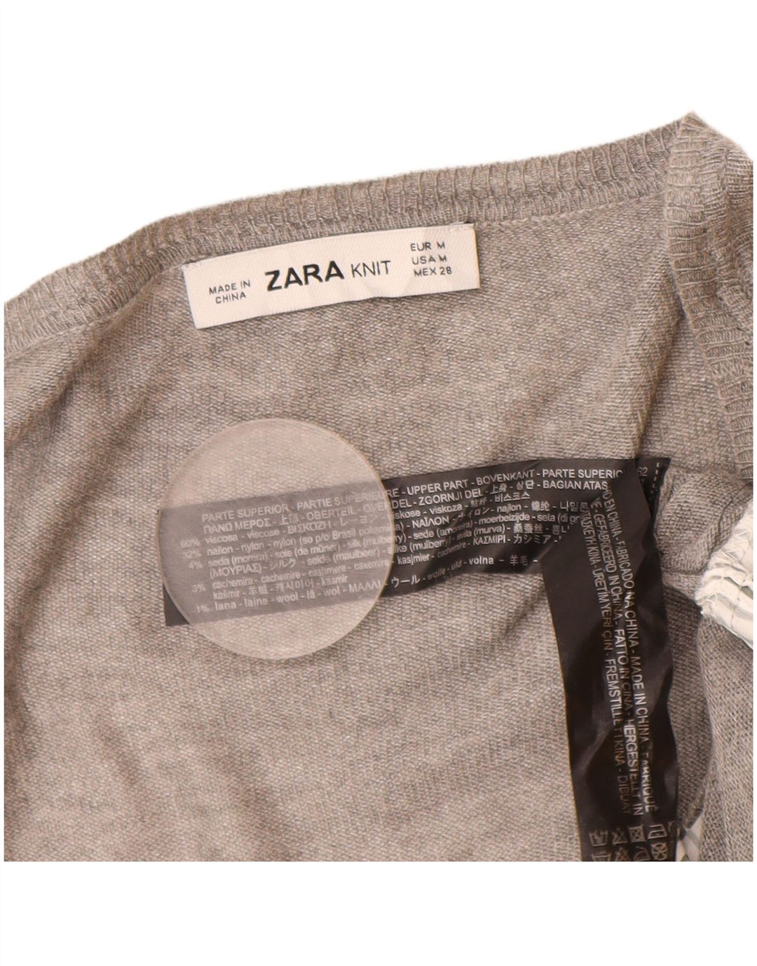 ZARA Dame Longline Boat Neck Jumper Sweater UK 14 Medium Grey Viscose
