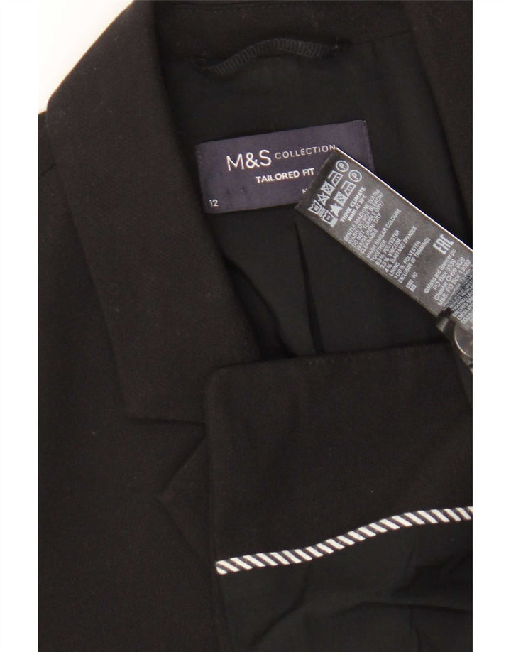 Marks & Spencer Dame Skræddersyet Fit Blazer Jacket UK 12 Medium Black