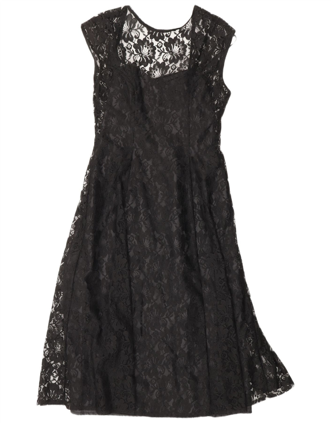 KLASSISK Dame A-Line Kjole UK 12 Medium Black Floral Nylon