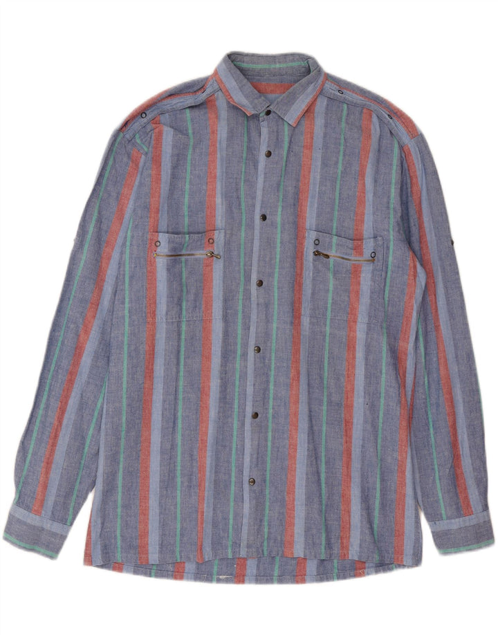 VINTAGE Mens Shirt Medium Multicoloured Striped Vintage Vintage and Second-Hand Vintage from Messina Hembry 