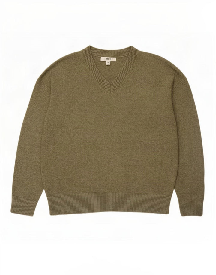 Marks & Spencer Herre V-hals sweater mellemgrøn polyester