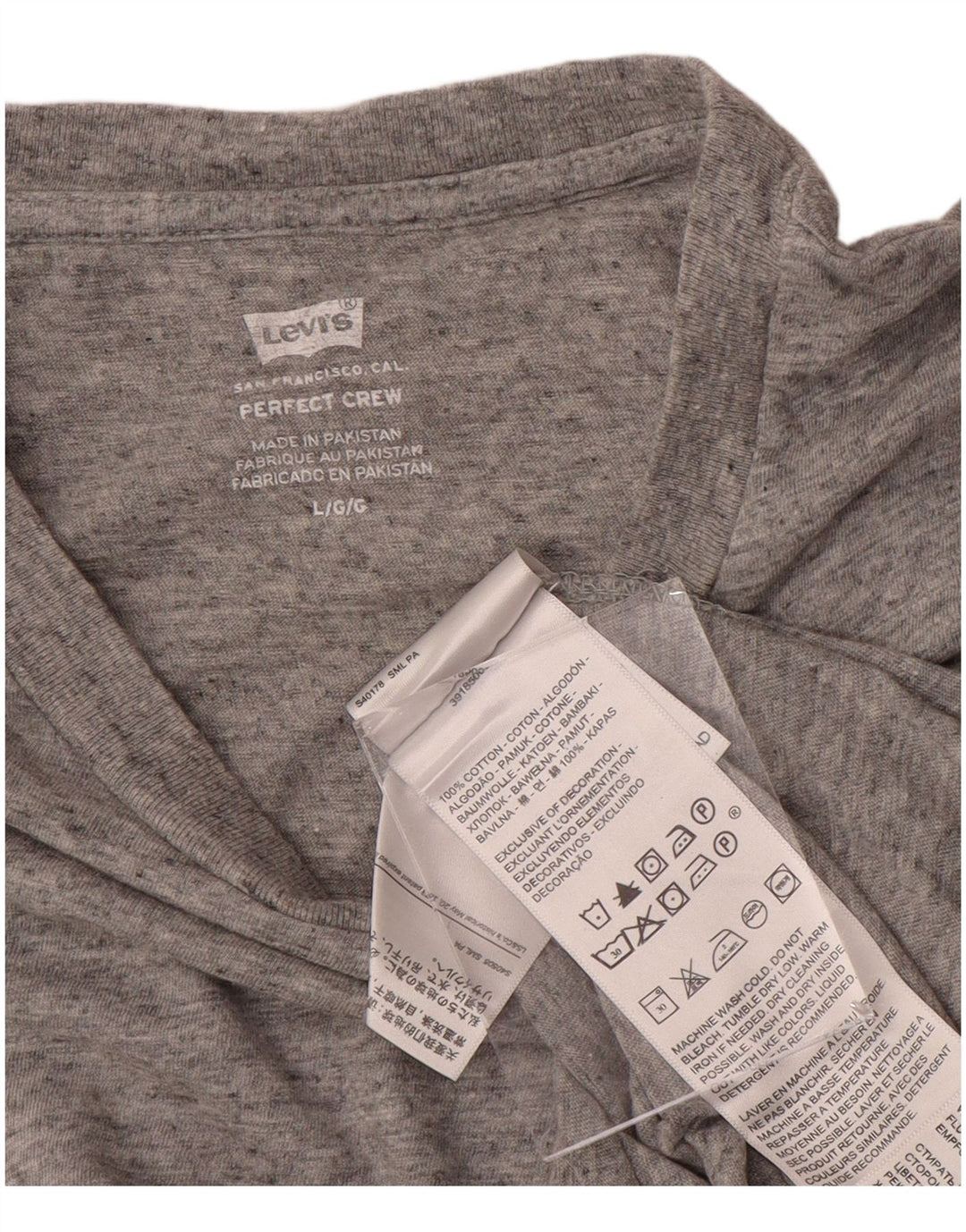 LEVI'S T-shirt top til kvinder UK 16 Stor grå flækket bomuld