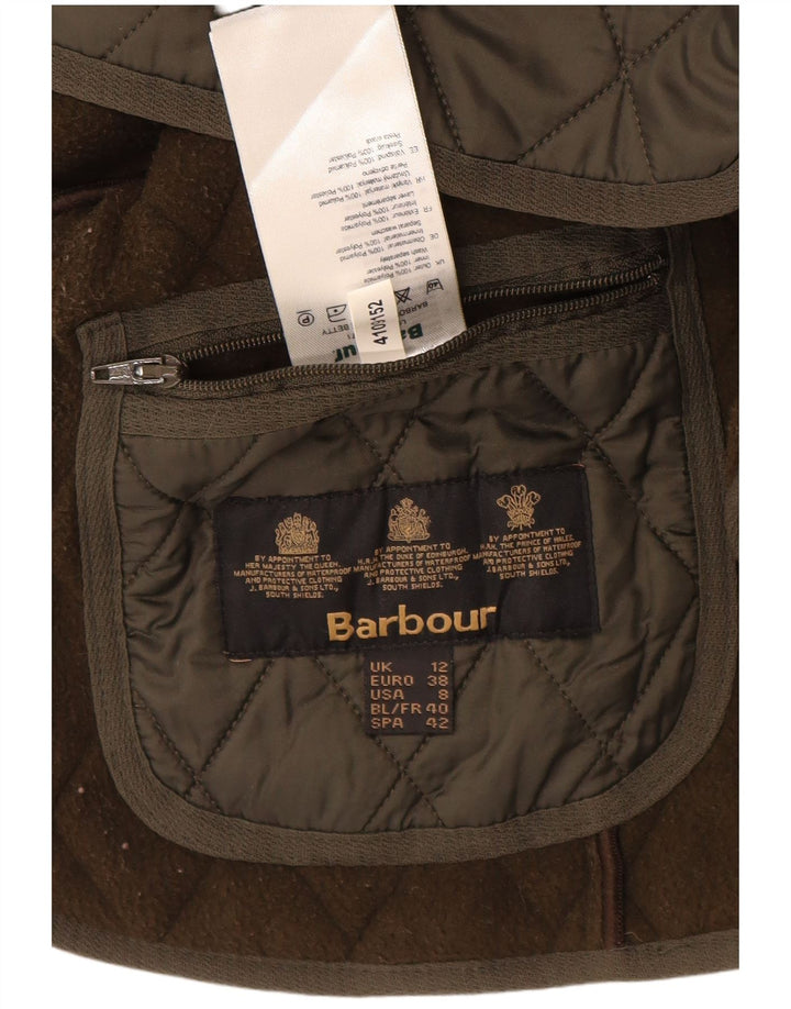 BARBOUR Dame Quiltet Gilet UK 12 Medium Khaki Polyamid