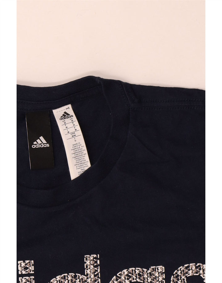 Adidas Herre grafisk T-shirt Top Medium Marineblå Bomuld
