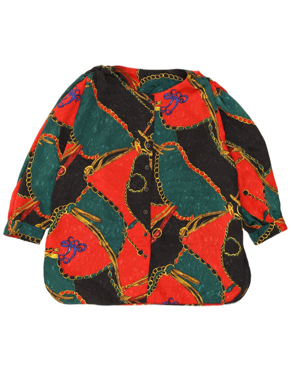 VINTAGE kvinders abstrakt mønster skjortebluse UK 18 XL Flerfarvet