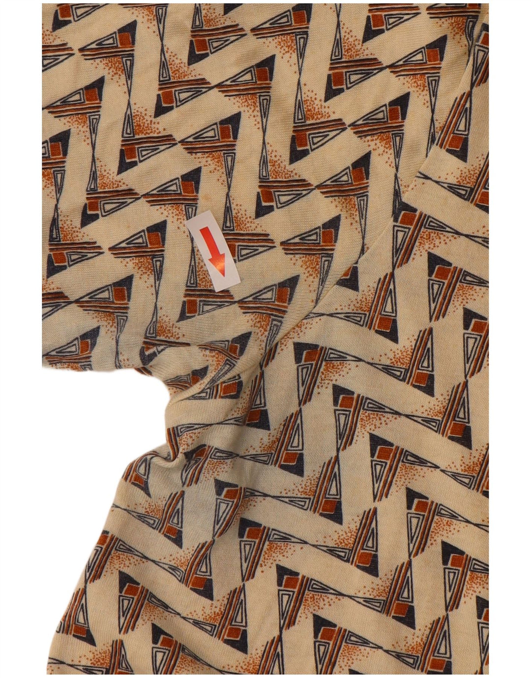 Vintage herre poloshirt Medium beige geometrisk bomuld